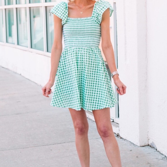 Old Navy green gingham fit and flare dress XL - Picture 3 of 9
